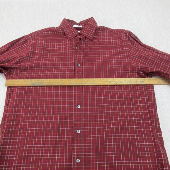 J.CREW Dress Shirt Mens Medium Burgundy Plaid Long Sleeve Collared Button Down - Picture 7 of 10